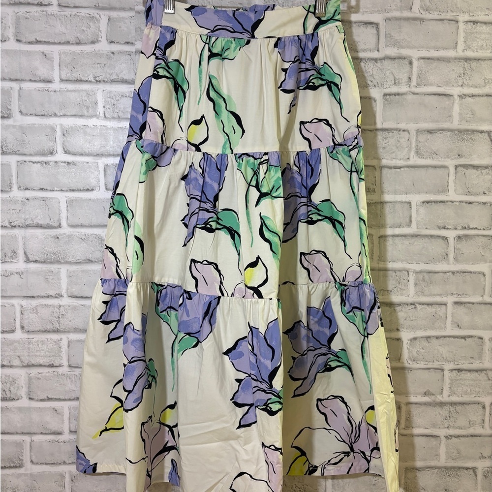 a new day Floral Maxi Skirt - Cream and Purple